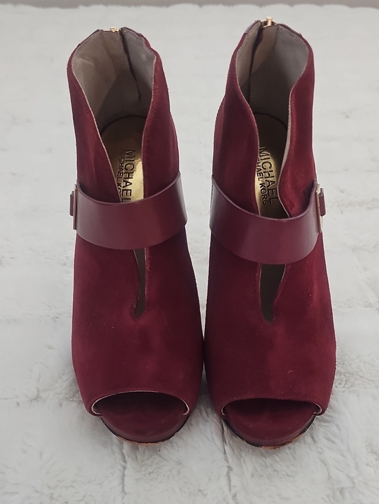 Michael Kors Shoes - Michael Kors Wine Burgundy Suede Peep-Toe Heeled Booties